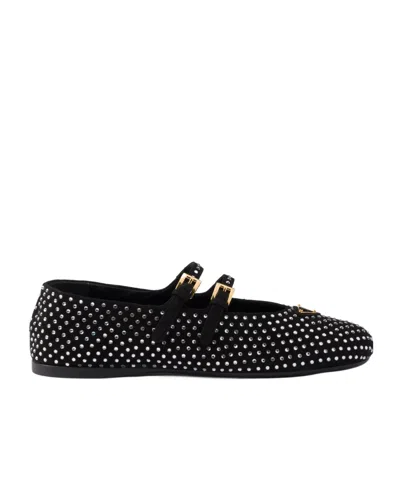 PRADA PRADA EMBELLISHED BUCKLE FASTENED BALLERINA SHOES