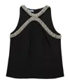 Prada Cady Embellished Tank Top In Black
