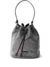 Prada Crystal-embellished Bucket Bag In Silver