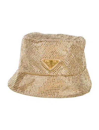 Pre-owned Prada Crystal Embellished Bucket Hat In Neutral