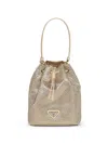 Prada Crystal-embellished Drawstring Bucket Bag In Brown
