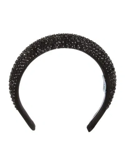 Pre-owned Prada Crystal Embellished Hairband In Black