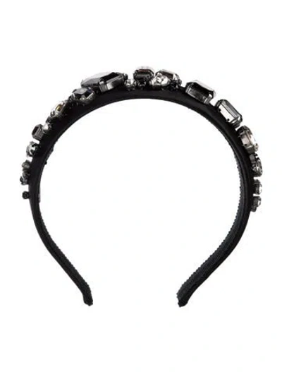 Pre-owned Prada Crystal Embellished Headband In Black