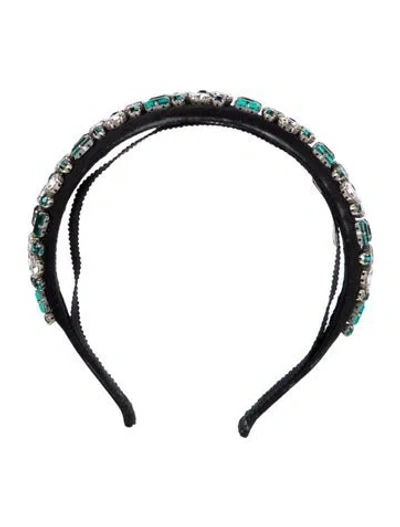 Pre-owned Prada Crystal Embellished Headband In Black/green