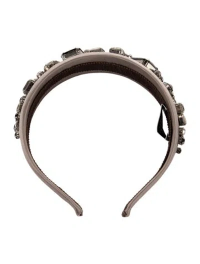Pre-owned Prada Crystal Embellished Headband In Gray