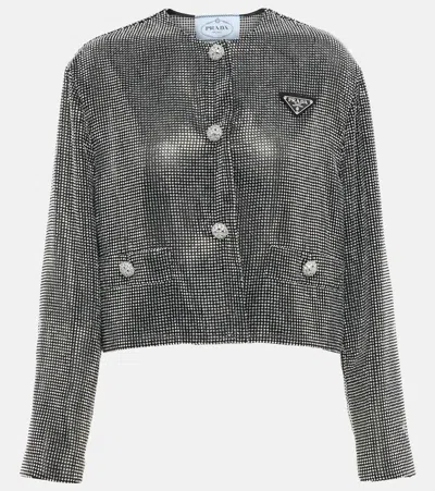 Prada Crystal-embellished Jacket In Ematite