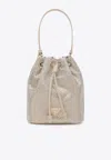 Prada Sand-coloured Bucket Bag With Crystals In Gold