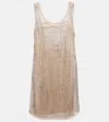 Prada Crystal-embellished Mesh Minidress In Oro