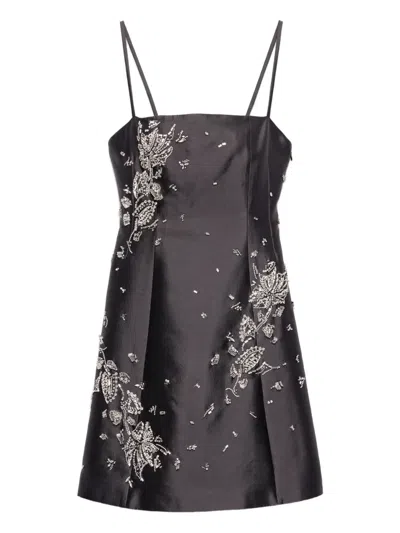 Prada Crystal-embellished Mini Dress In Gray