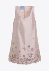Prada Crystal-embellished Mini Dress In Pink