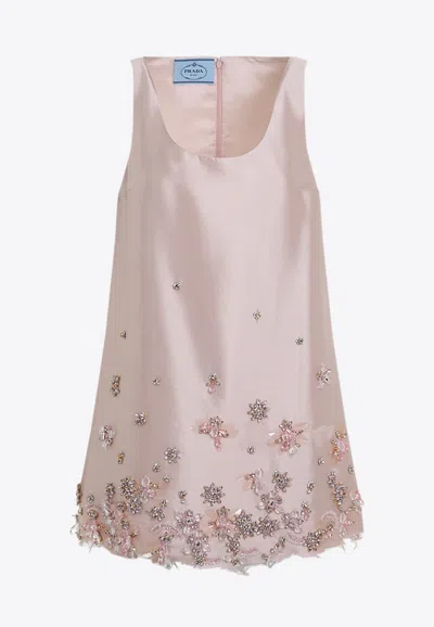 Prada Crystal-embellished Mini Dress In Multicolor