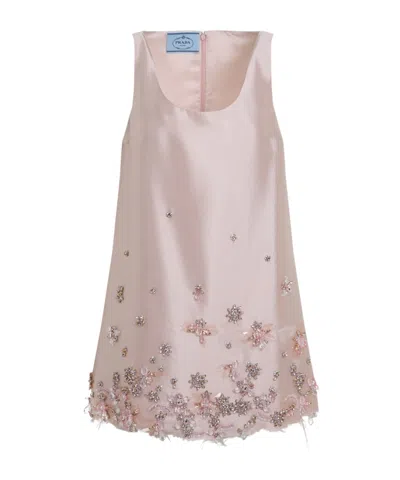 Prada Crystal-embellished Mini Dress In Multicolor