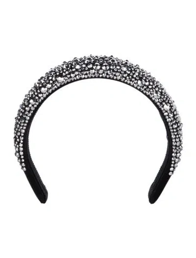 Pre-owned Prada Crystal Embellished Oversized Headband In Black