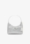 Prada Crystal Embellished Re-edition Shoulder Bag In White
