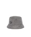 Prada Crystal-embellished Satin Bucket Hat In Black