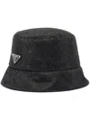 Prada Triangle-logo Crystal-embellished Bucket Hat In Black