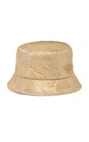 Prada Crystal-embellished Satin Bucket Hat In Gold