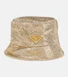 Prada Crystal-embellished Satin Bucket Hat In Platino