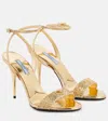 Prada Crystal-embellished Metallic Leather Sandals In Platino
