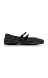 Prada Crystal Saffiano Dual Mary Jane Ballerina Flats In Black