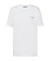 Prada Crystal-embellished Triangle Logo T-shirt In White