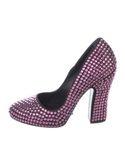 Pre-owned Prada Crystal Embellishments Pumps In Pink
