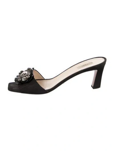 Pre-owned Prada Crystal Embellishments Slides