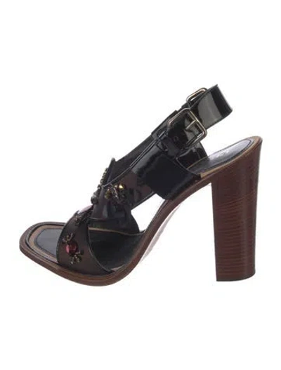 Pre-owned Prada Crystal Embellishments Slingback Sandals In Multi