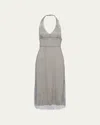 Prada Crystal-embellished Tulle Halterneck In Granito