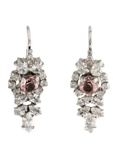 Pre-owned Prada Crystal Jewels Drop Earrings In Clear/pink
