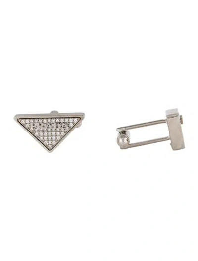 Pre-owned Prada Crystal Logo Cufflinks In Multicolor