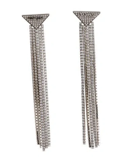 Pre-owned Prada Crystal Logo Symbole Chandelier Earrings In Multicolor
