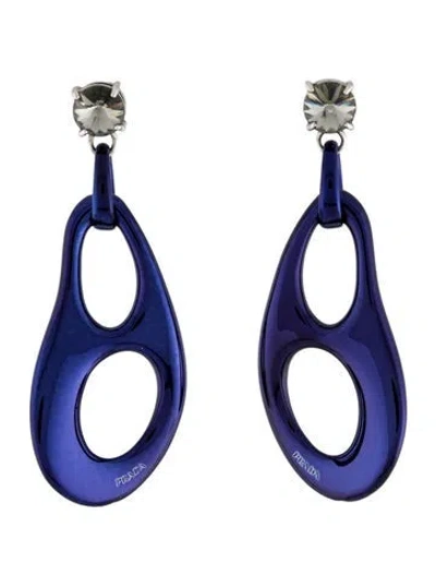 Pre-owned Prada Crystal Metallic Openwork Drop Earrings In Multicolor