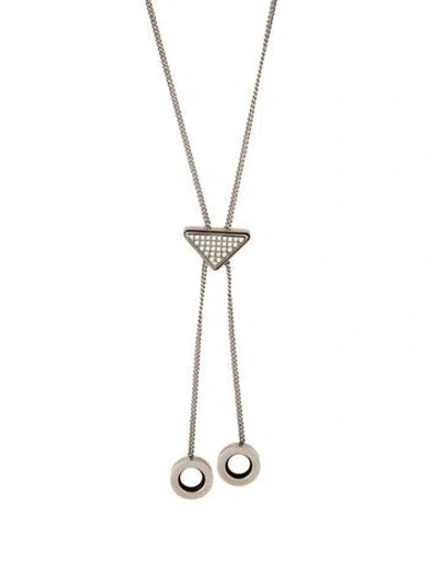Pre-owned Prada Crystal Pendant Bolo Necklace, 16.5" In Multicolor