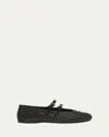 Prada Crystal Saffiano Dual Mary Jane Ballerina Flats In Cristal