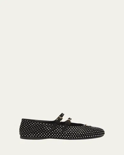 PRADA CRYSTAL SAFFIANO DUAL MARY JANE BALLERINA FLATS