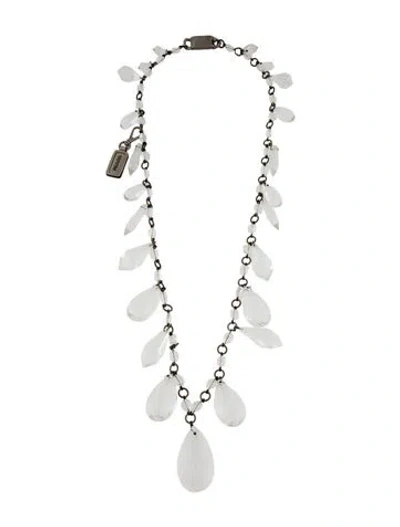 Pre-owned Prada Crystal Station Necklace, 36.25" In Clear