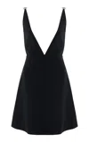 Prada Embroidered Sablé Mini-dress In Black