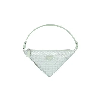 Pre-owned Prada Crystal Studded Satin Pouch 'mint Green' | Women's Size Onesize