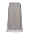 Prada Crystal-studded Tulle Midi Skirt In Granite Ash