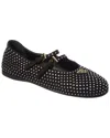 Prada Triangle Logo Studded Velvet Ballet Flats In Black
