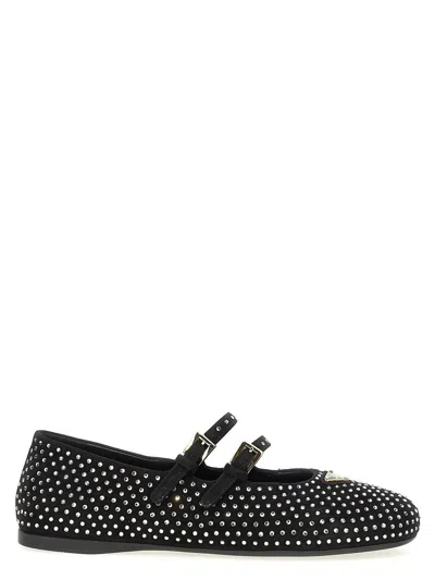 PRADA PRADA CRYSTAL SUEDE BALLERINA FLATS