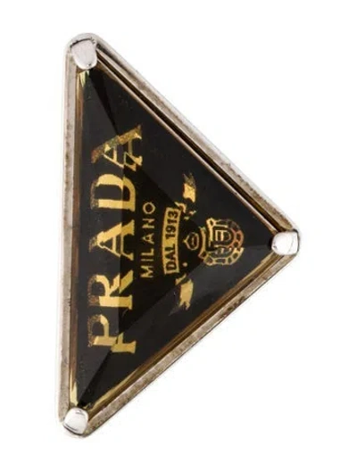 Pre-owned Prada Crystal Triangle Single Clip-on Earring In Multi