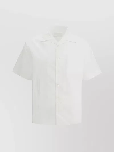 Prada Cuban Collar Striped Shirt In Neutral