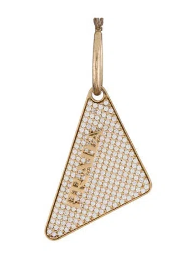 Pre-owned Prada Cubic Zirconia Logo Single Earring In Multi