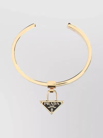 Prada Cuff Metal Bracelet Enamel Detailing In Multicolor