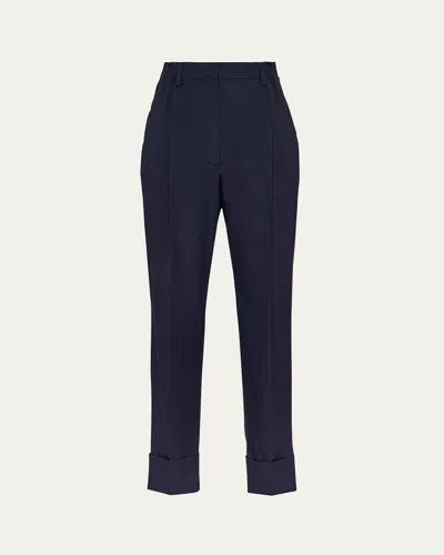 Prada Cuffed Poplin Pants In Bleu