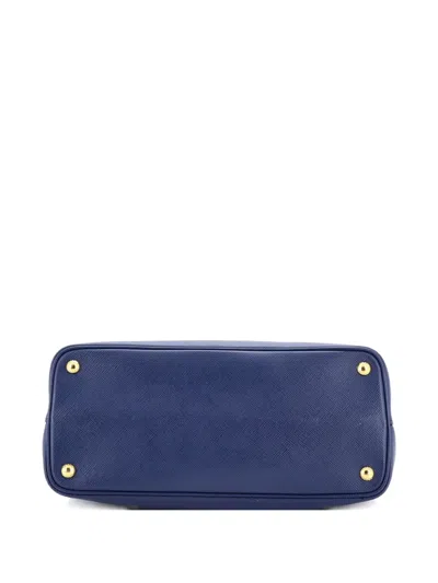 Pre-owned Prada Cuir Double Saffiano Leather Medium Tote Bag In Blue