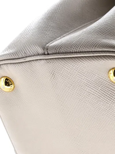 Pre-owned Prada Cuir Double Saffiano Leather Medium Tote Bag In Neutral
