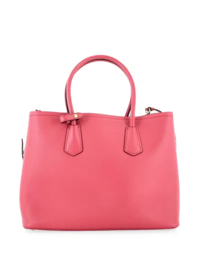 Pre-owned Prada Cuir Double Saffiano Leather Medium Tote Bag In Pink